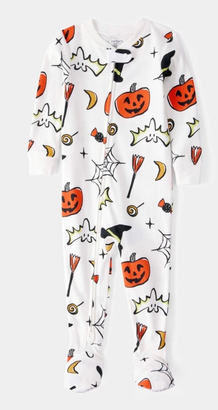 NWT Carter's 12M Bedtime 1 piece footie PJ jack-O-lanterns